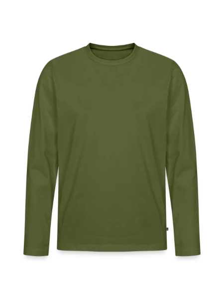 Männer Premium Bio Langarmshirt - Khaki - Vorne