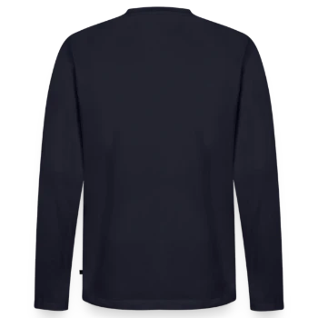 Männer Premium Bio Langarmshirt - Navy - Hinten - Nico (187cm)