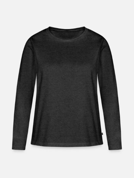 Frauen Premium Bio Langarmshirt - Anthrazit meliert - Vorne