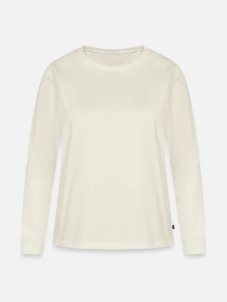 Frauen Premium Bio Langarmshirt - Naturweiß - Vorne