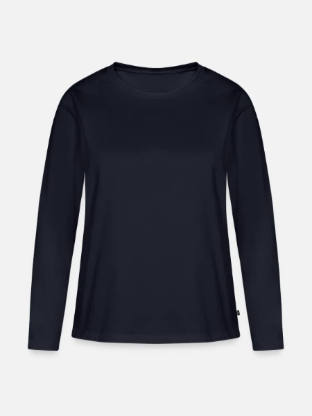 Frauen Premium Bio Langarmshirt - Navy - Vorne
