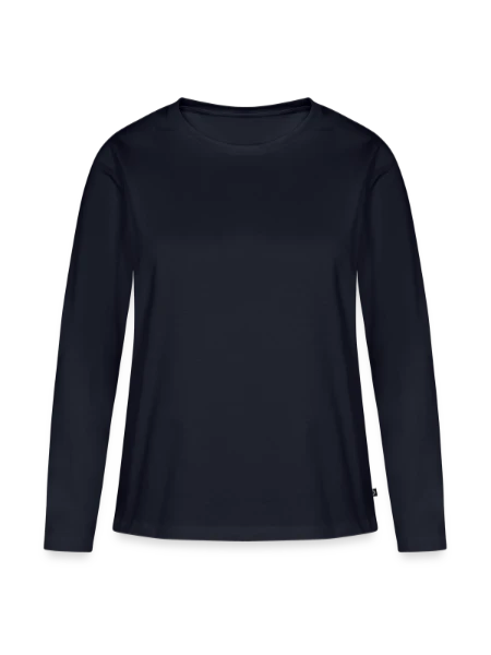 Women's Premium Organic Long Sleeve Shirt - navy - Front
