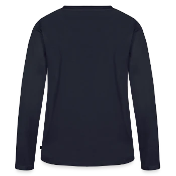 Frauen Premium Bio Langarmshirt - Navy - Hinten - Julia (174cm)