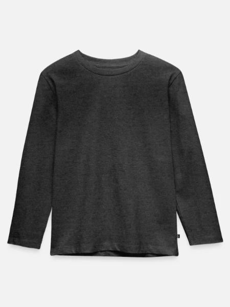 Kinder Premium Bio Langarmshirt - Anthrazit meliert - Vorne