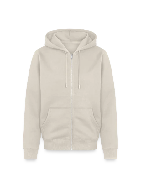 Unisex Premium Bio Zip Hoodie - Beige - Vorne
