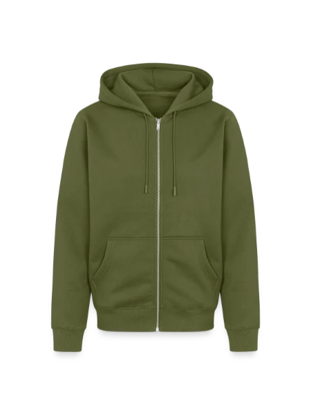 Unisex Premium Bio Zip Hoodie - Khaki - Vorne