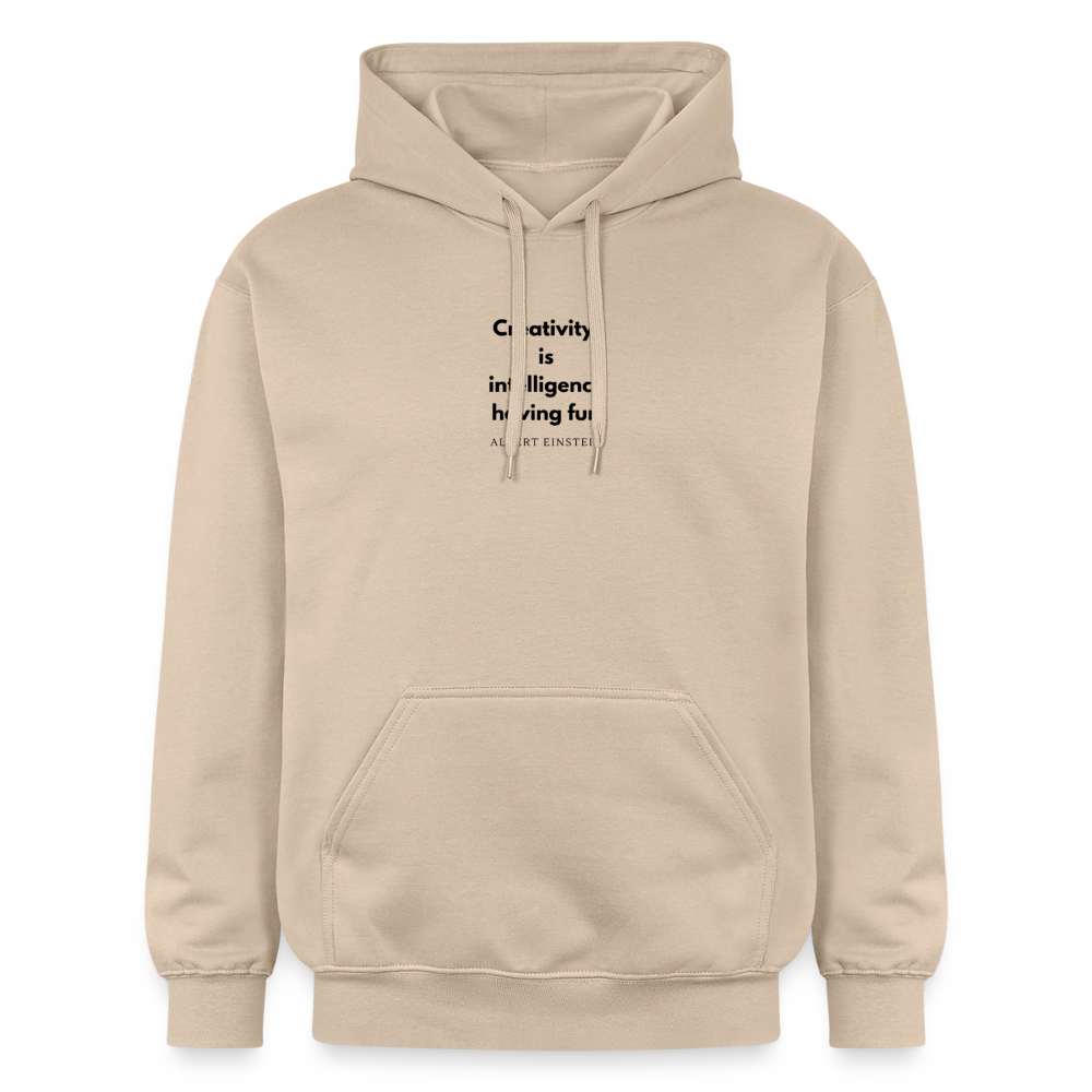 Creativity: Intelligence Having Fun (black) Softstyle® Midweight · Hoodie — sand — front