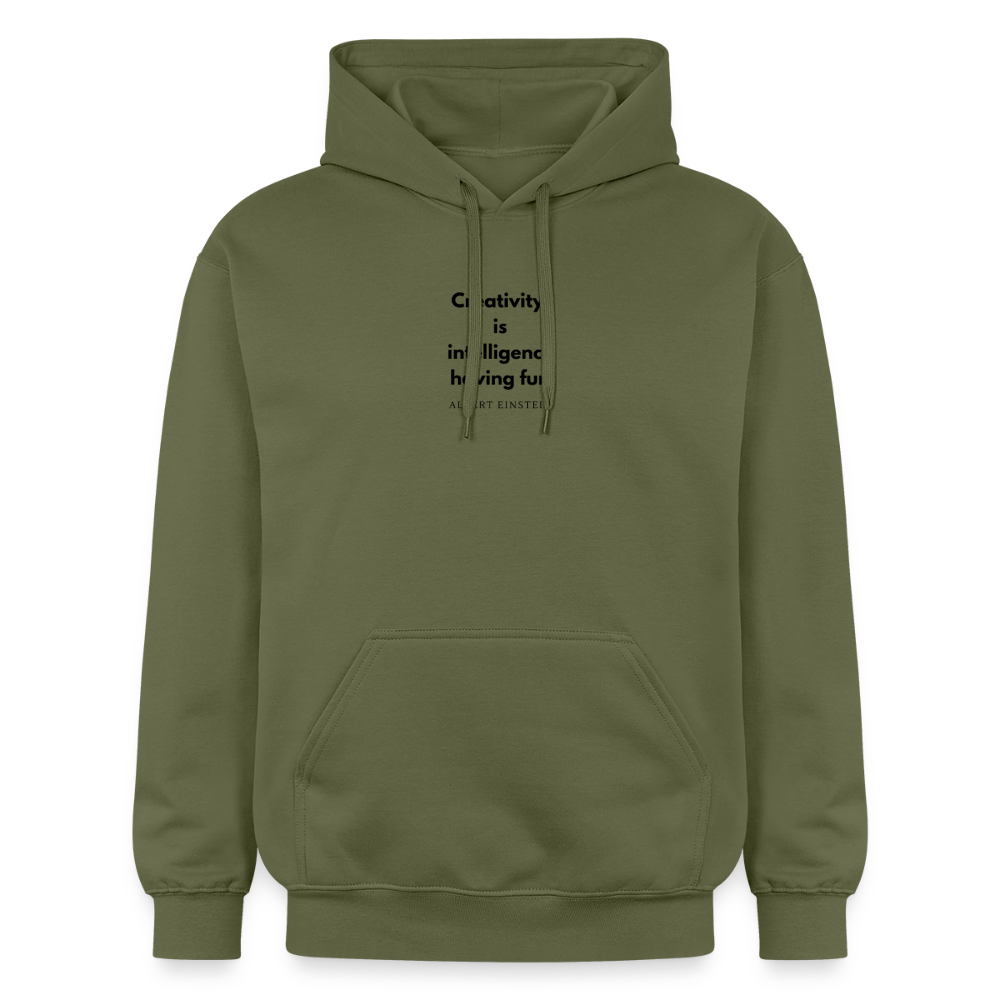 Creativity: Intelligence Having Fun (black) Softstyle® Midweight · Hoodie — military green — front