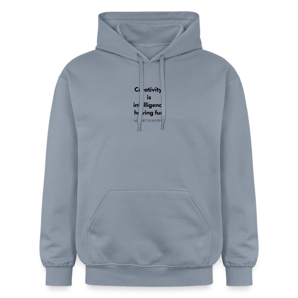 Creativity: Intelligence Having Fun (black) Softstyle® Midweight · Hoodie — blue — front