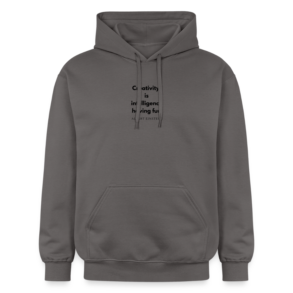 Creativity: Intelligence Having Fun (black) Softstyle® Midweight · Hoodie — dark grey — front
