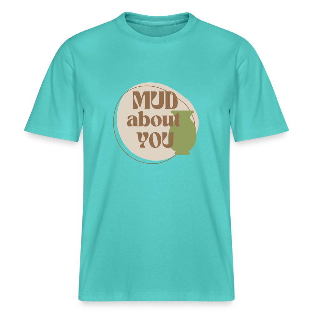 Mud About You · Organic T-shirt — pool blue — front