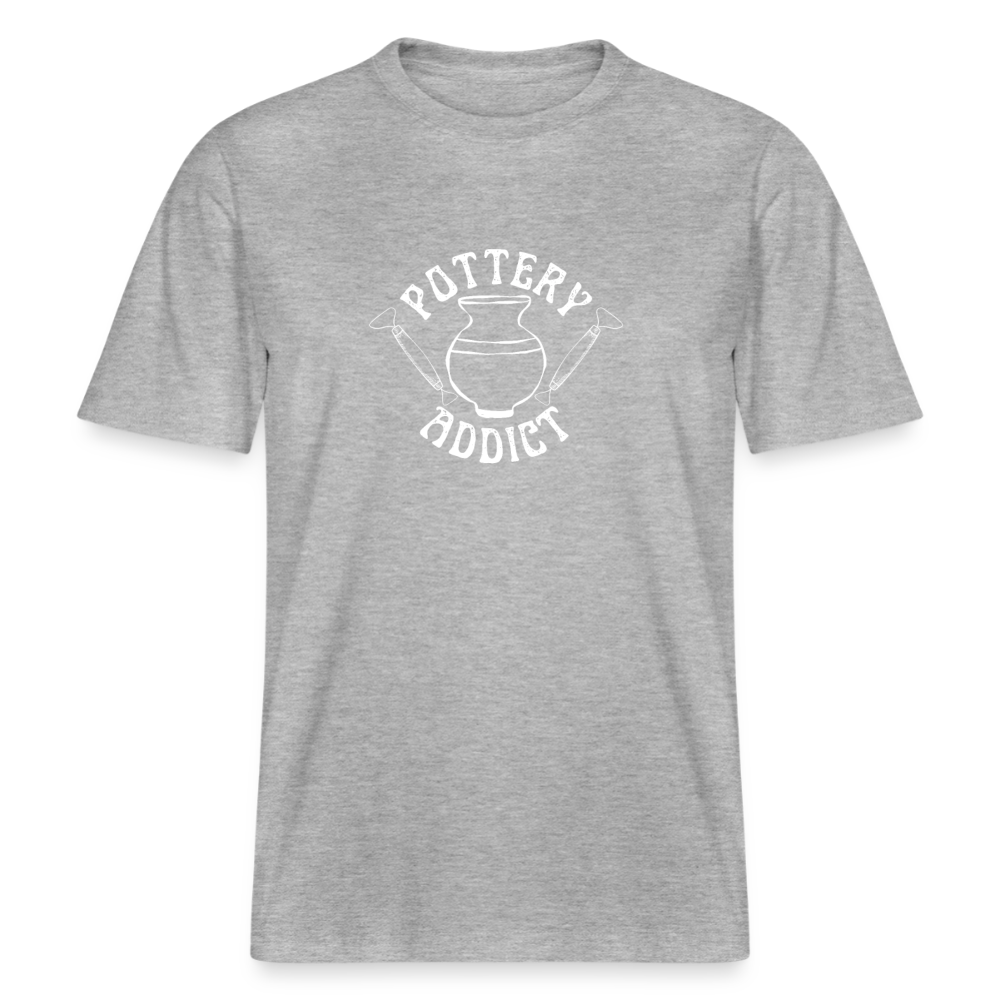 Pottery Addict · Organic T-shirt — heather grey — front