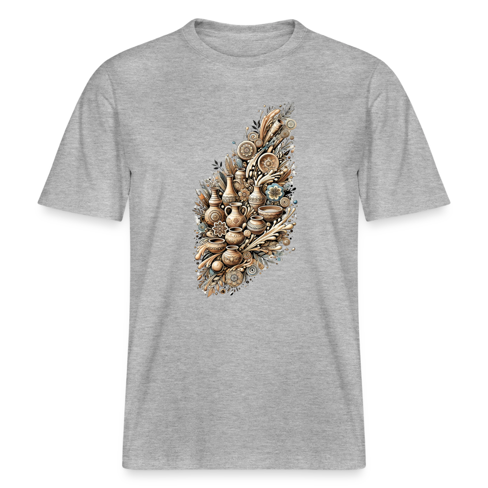 Pottery Bouquet · Organic T-shirt — heather grey — front