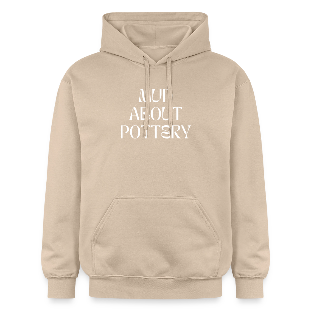 "mud About Pottery (white) Softstyle® Midweight " · Hoodie — sand — front