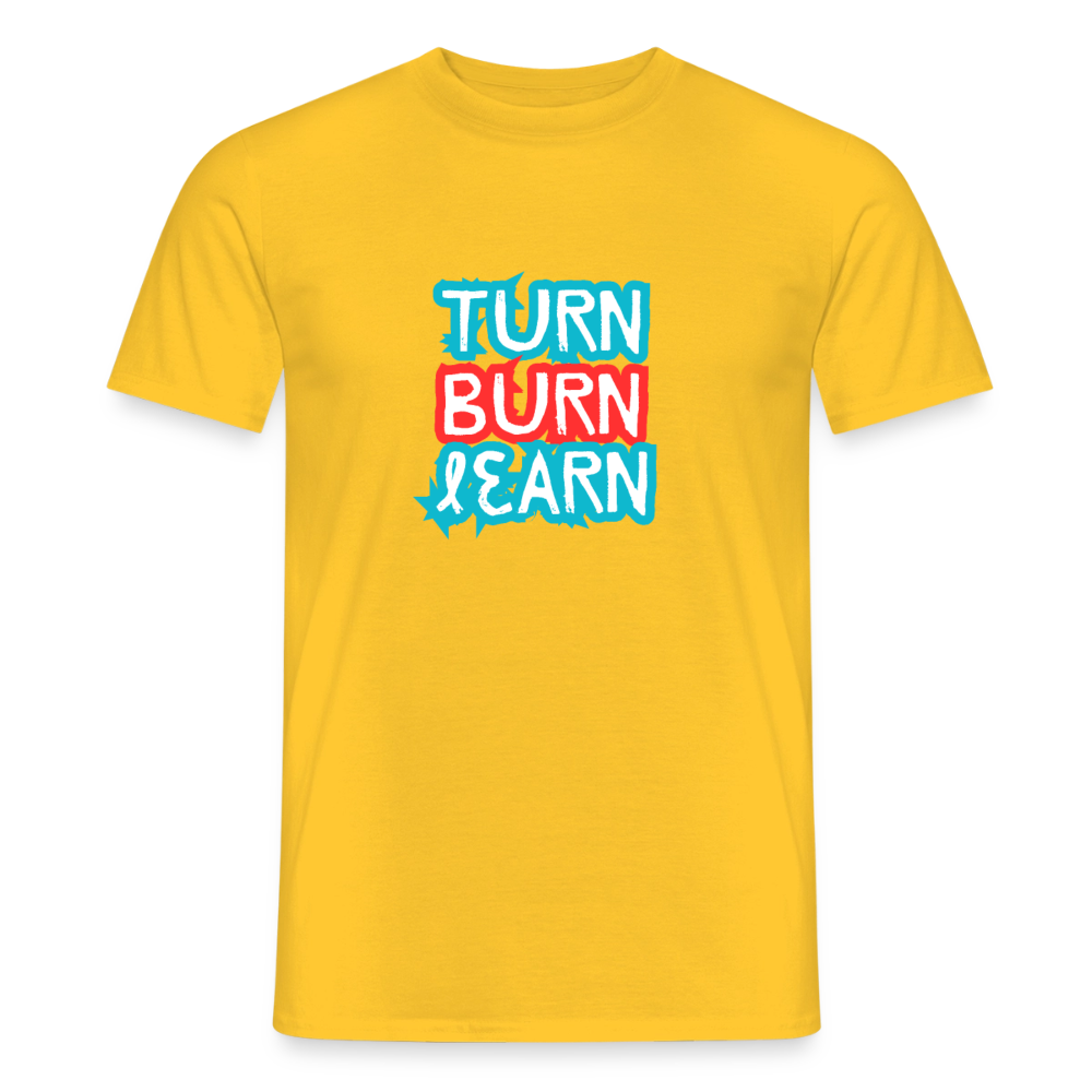 Turn Burn Learn · T-shirt — yellow — front
