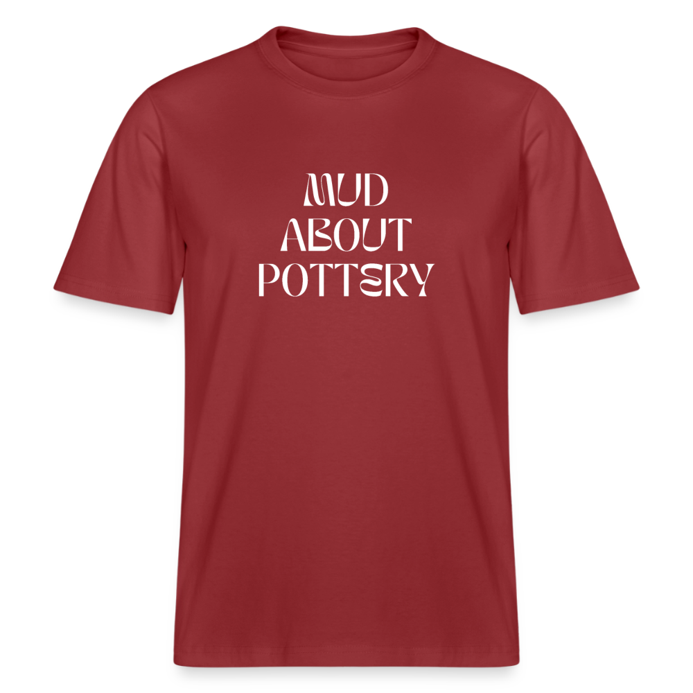 Mud About Pottery (white) · Organic T-shirt — red earth — front