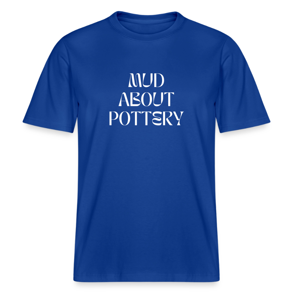 Mud About Pottery (white) · Organic T-shirt — majorelle blue — front