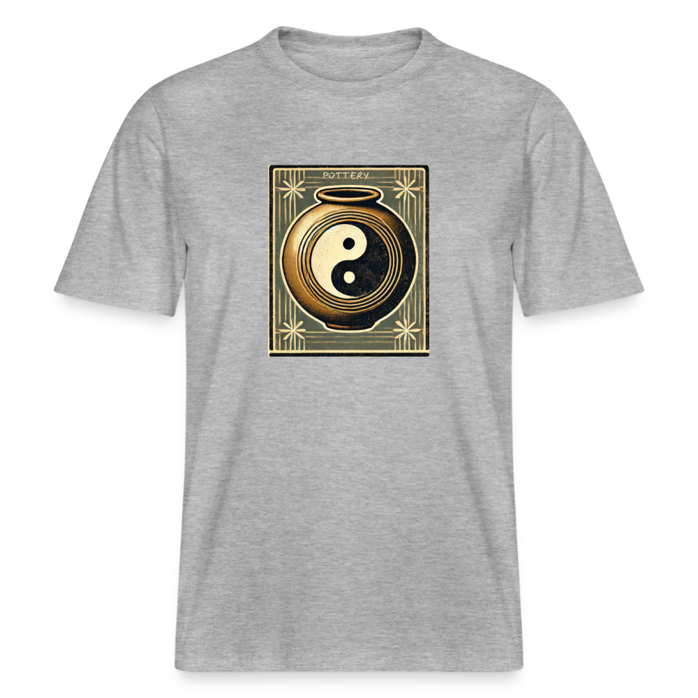 Yin Yang Pottery · Organic T-shirt — heather grey — front