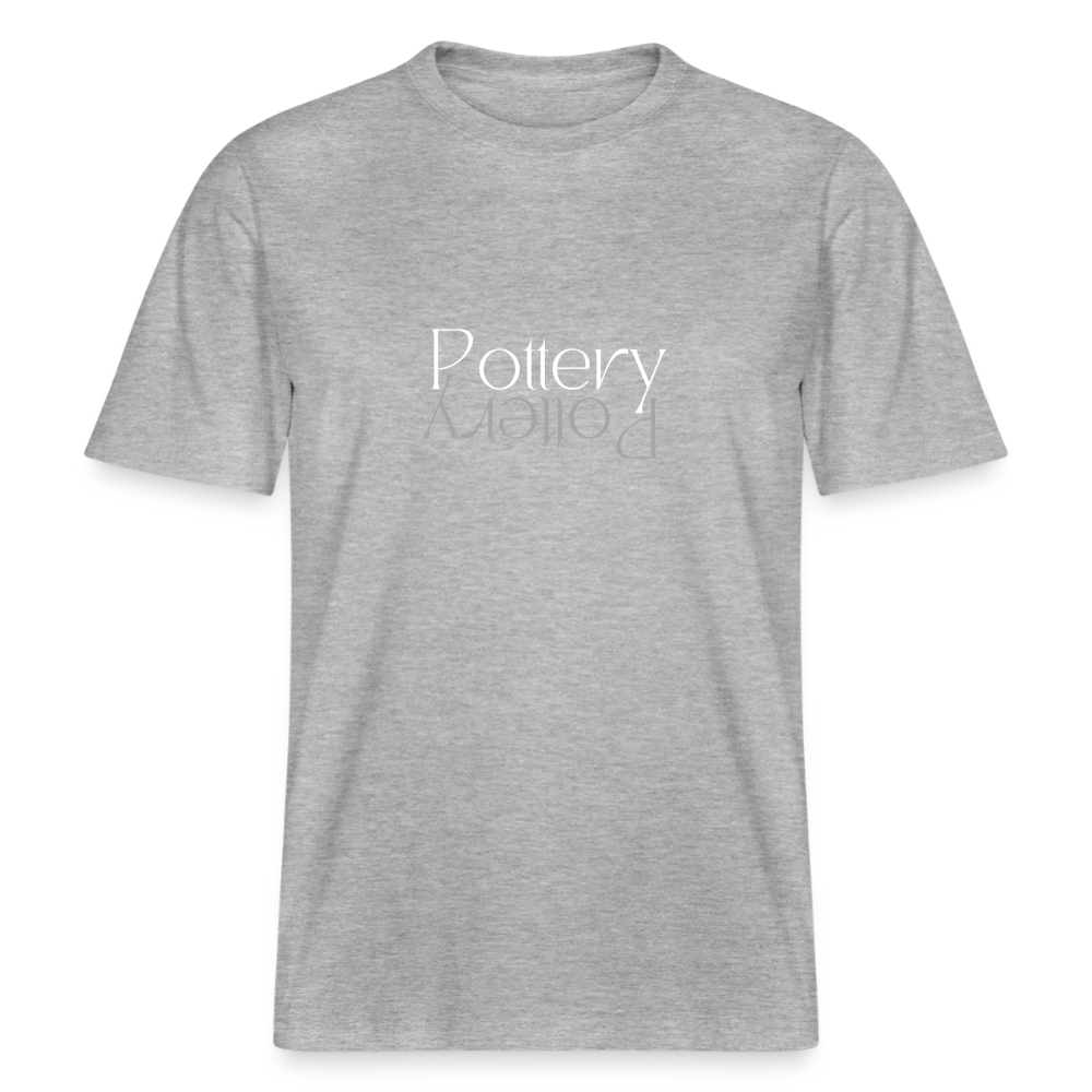 Pottery (white) · Organic T-shirt — heather grey — front