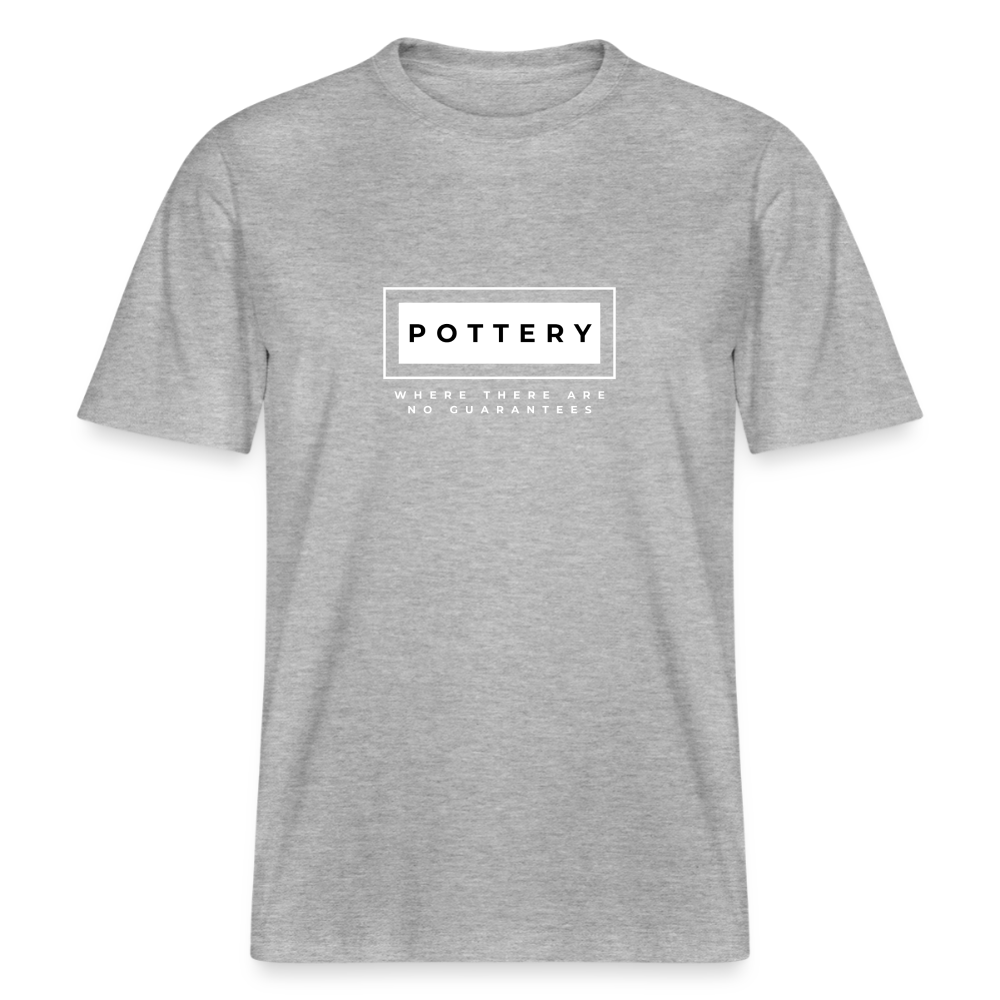 Pottery: Where There Are No Guarantees · Organic T-shirt — heather grey — front