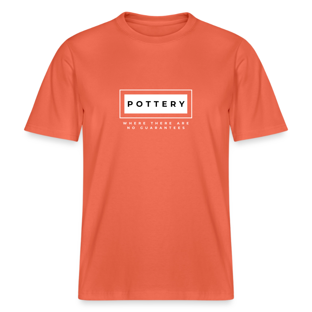Pottery: Where There Are No Guarantees · Organic T-shirt — light red — front