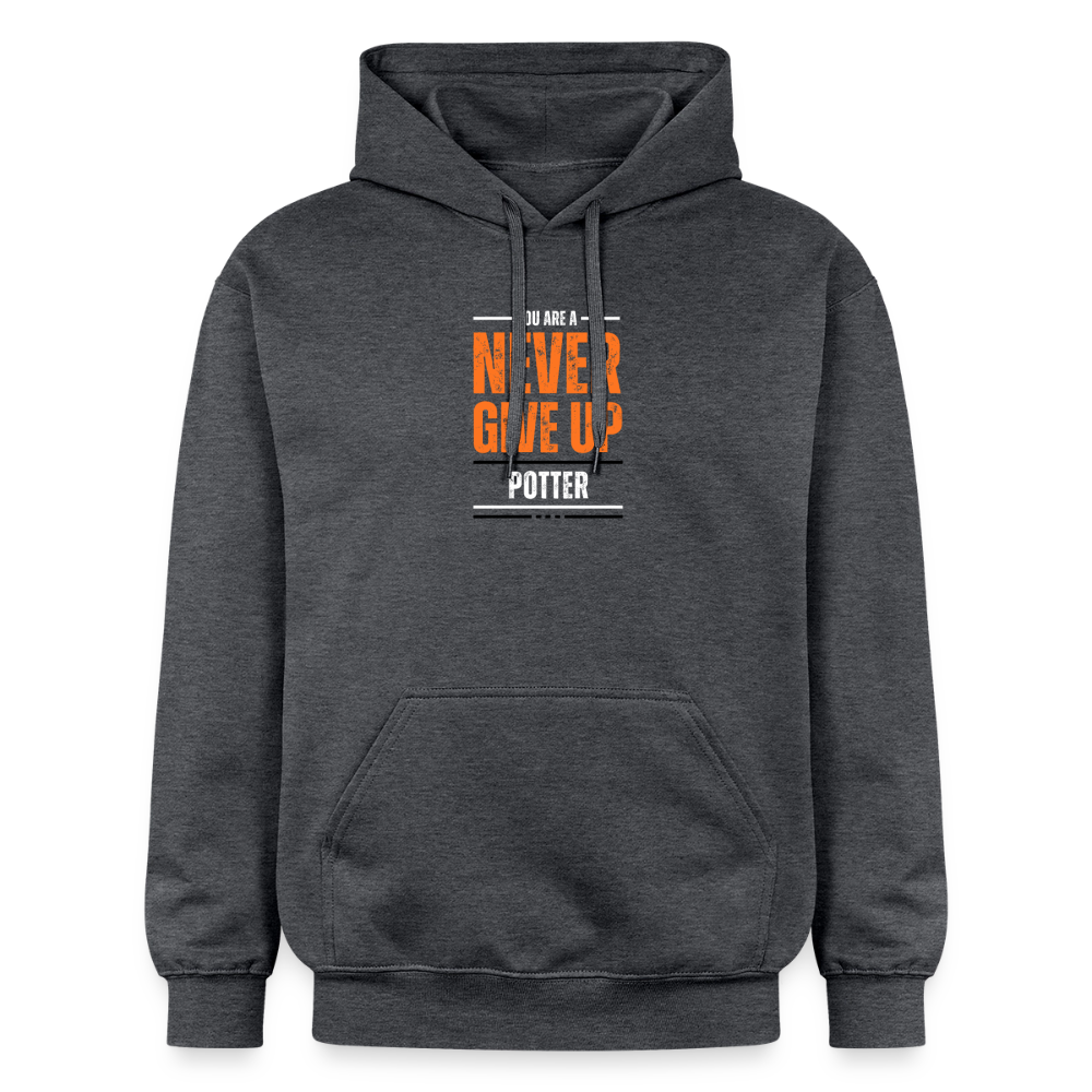 You're A Potter, Never Give Up Softstyle® Midweight · Hoodie — dark heather grey — front