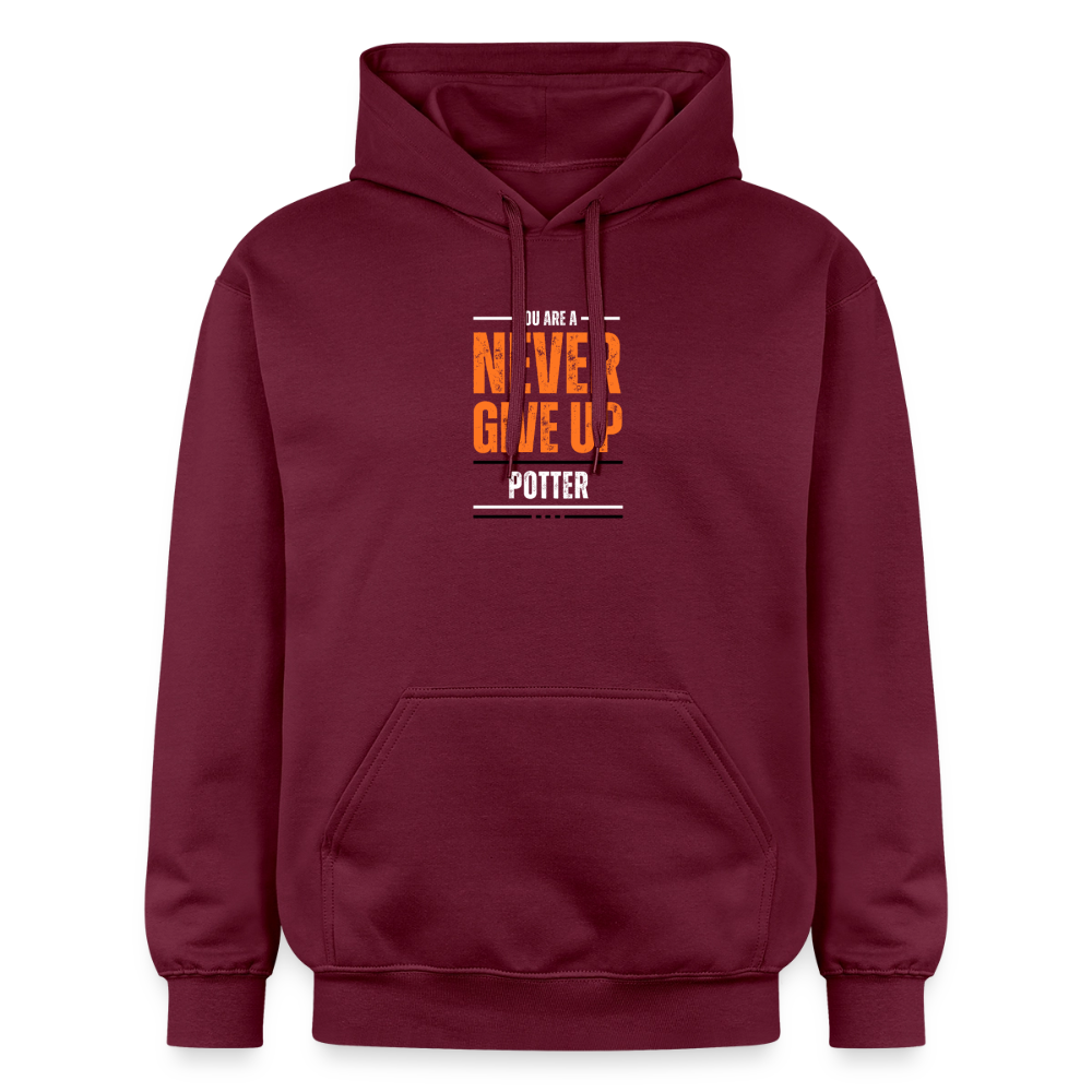 You're A Potter, Never Give Up Softstyle® Midweight · Hoodie — maroon — front