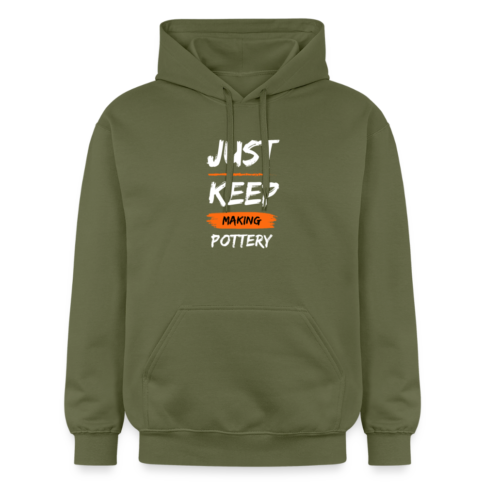 Just Keep Making Pottery Softstyle® Midweight · Hoodie — military green — front