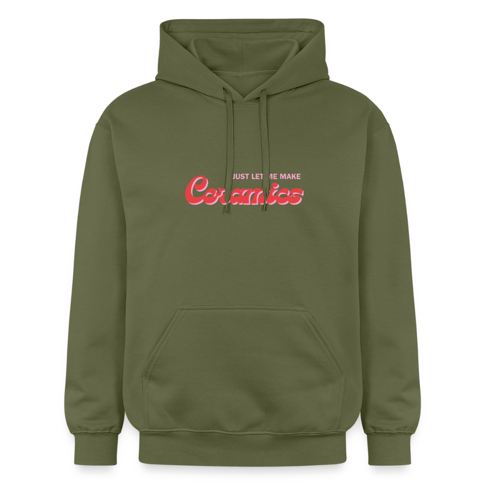 Just Let Me Make Ceramics Softstyle® Midweight · Hoodie — military green — front