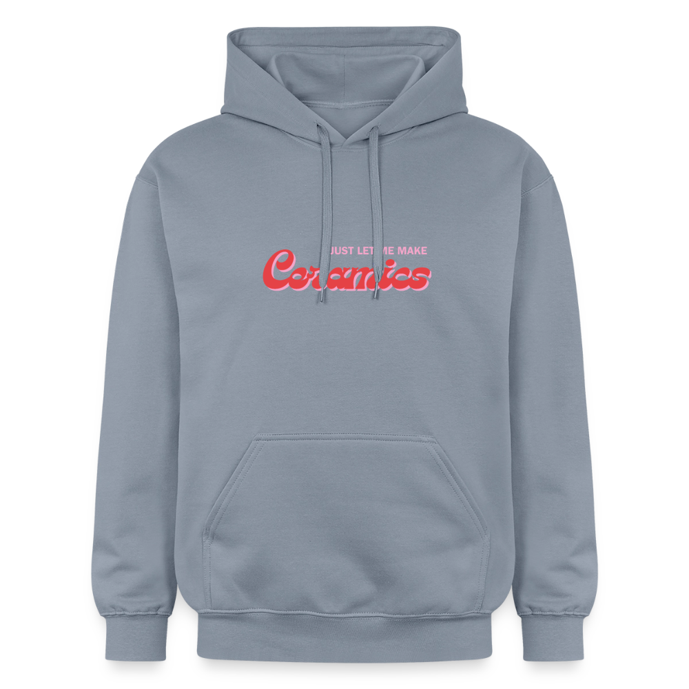 Just Let Me Make Ceramics Softstyle® Midweight · Hoodie — blue — front