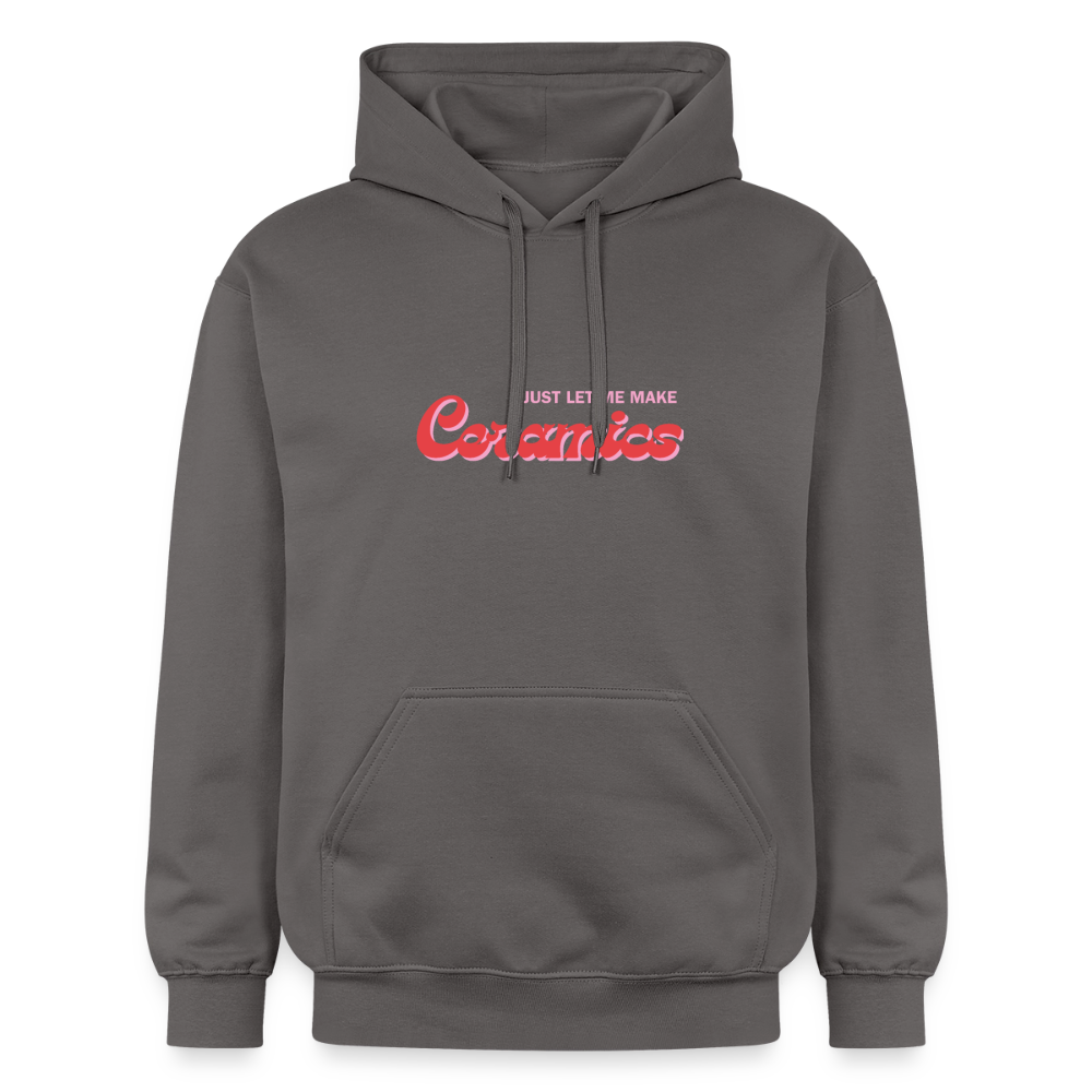 Just Let Me Make Ceramics Softstyle® Midweight · Hoodie — dark grey — front
