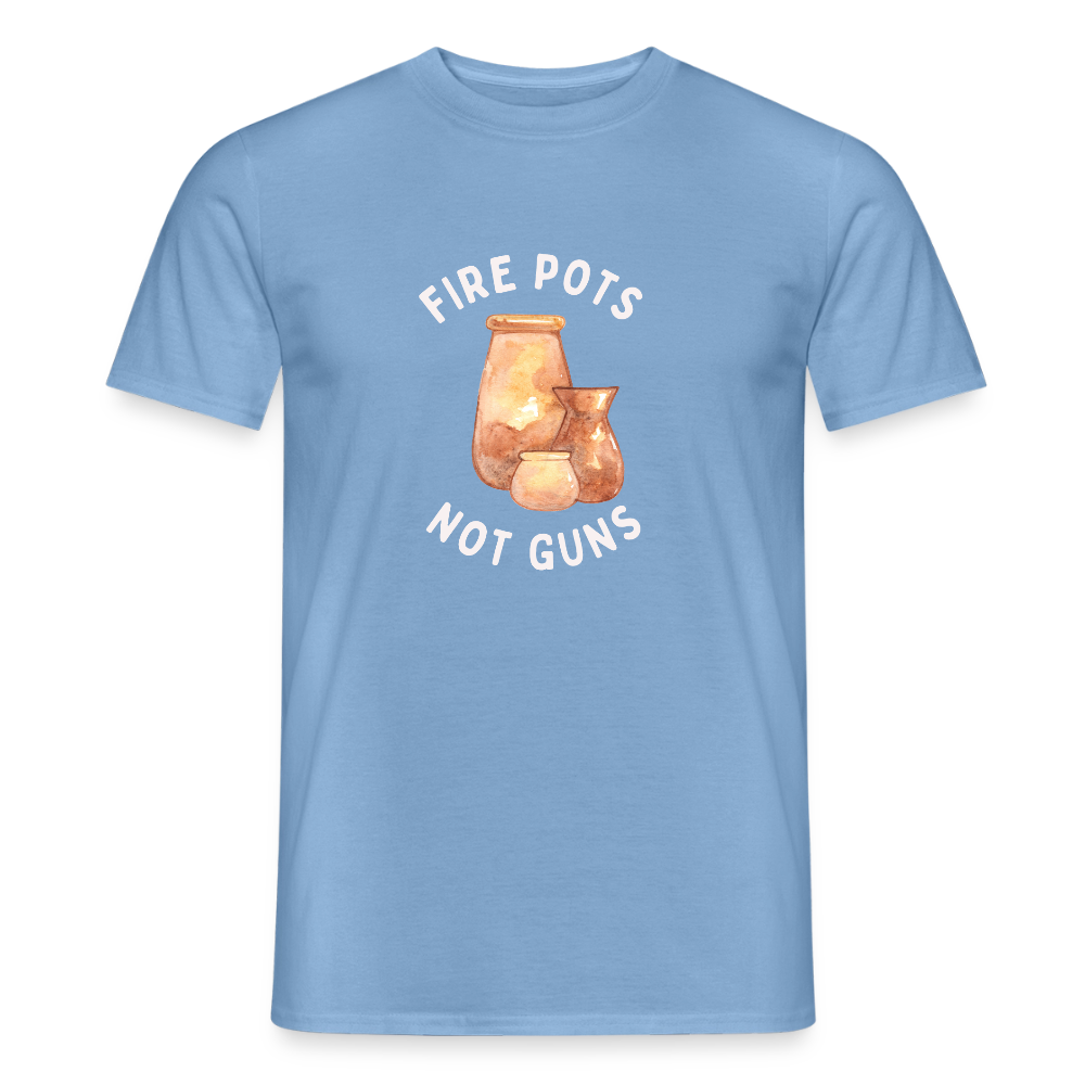 Fire Pots Not Guns · T-shirt — carolina blue — front
