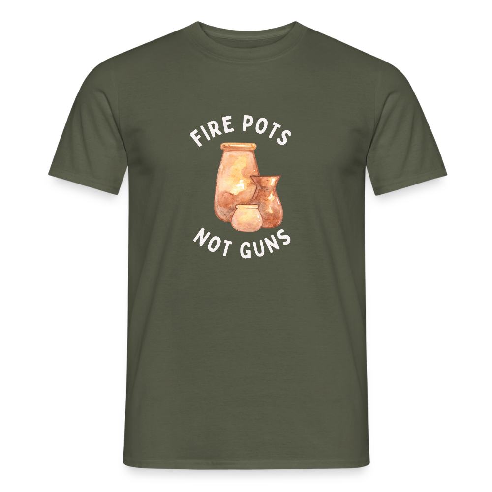 Fire Pots Not Guns · T-shirt — military green — front