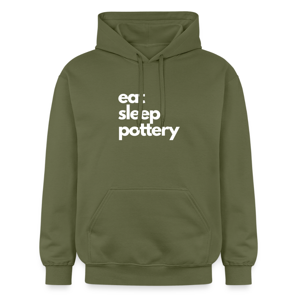 Eat Sleep Pottery Softstyle® Midweight · Hoodie — military green — front