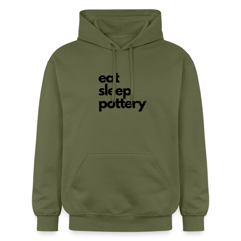 Eat Sleep Pottery (black) Softstyle® Midweight · Hoodie — military green — front
