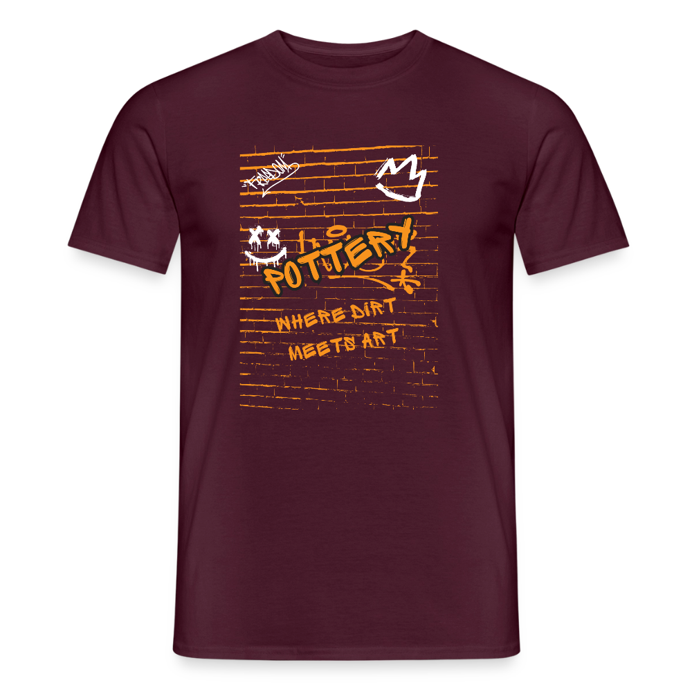 Pottery: Where Dirt Meets Art · T-shirt — brick red — front