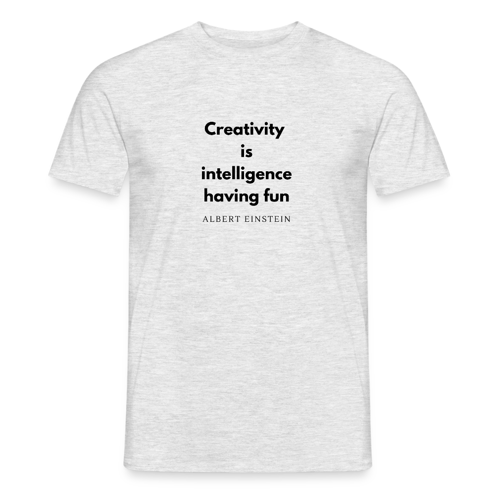 Creativity Is Intelligence Having Fun (black) · T-shirt — heather grey — front