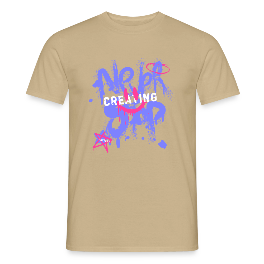 Never Stop Creating · T-shirt — sand beige — front