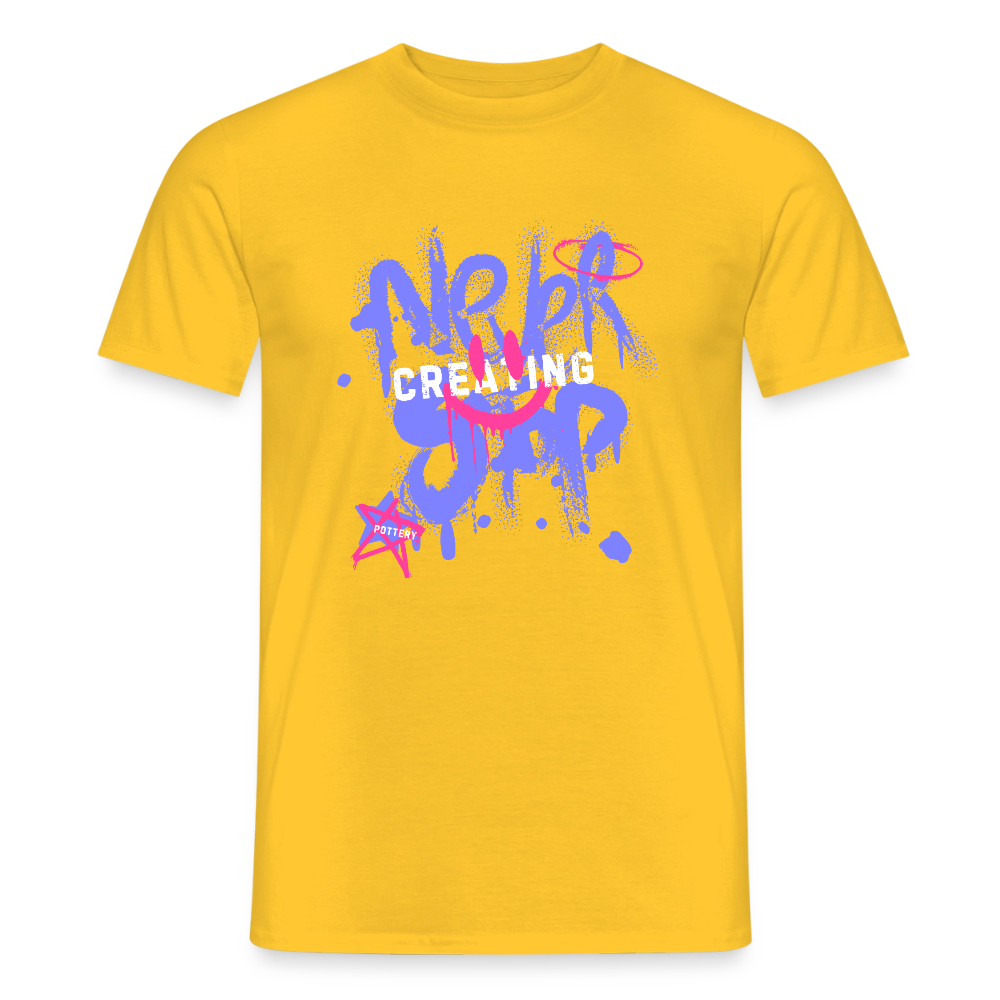 Never Stop Creating · T-shirt — yellow — front
