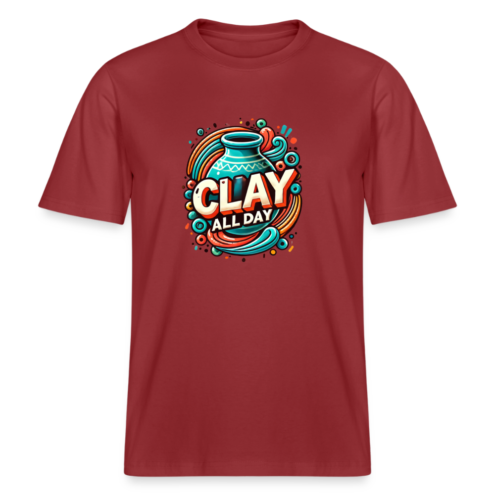 Clay All Day · Organic T-shirt — red earth — front