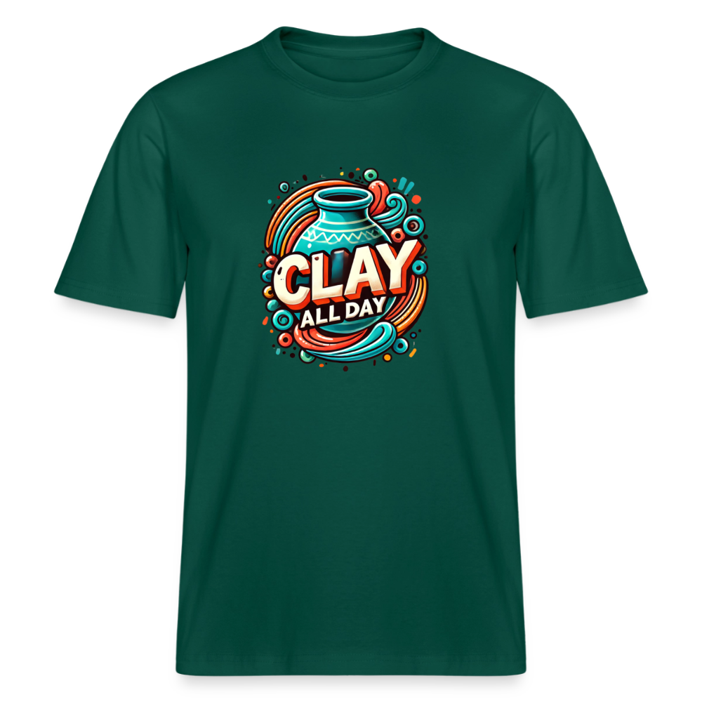 Clay All Day · Organic T-shirt — forest — front