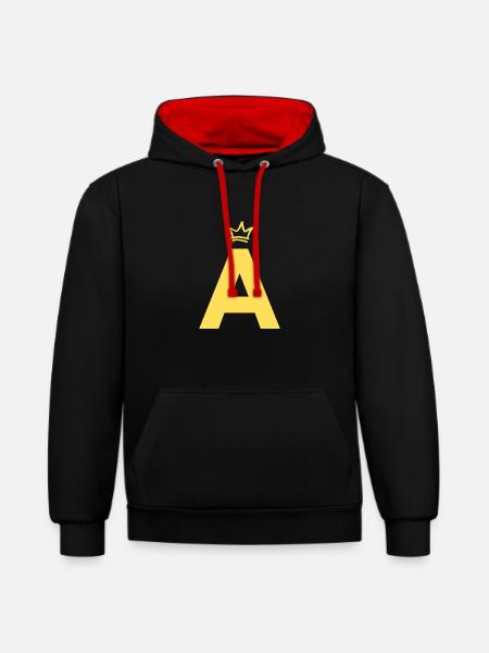 A comme Alvin - Sweat à capuche contrasté - noir/rouge