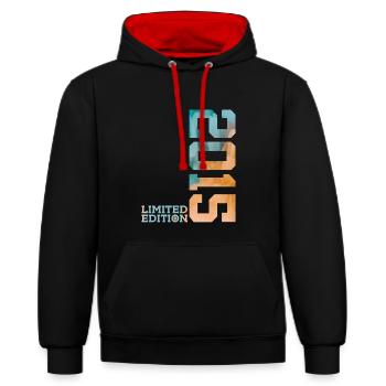 11. GEBURTSTAG LIMITED EDITION 2015 - Kontrast-Hoodie - Schwarz/Rot - Vorne - Anna (173cm) & Nico (186cm)