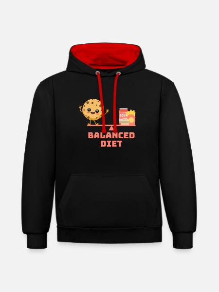 équilibré cookie fastfood Régime - Sweat à capuche contrasté - noir/rouge