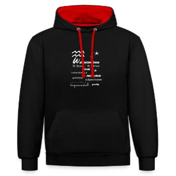 Wassermann Sternzeichen - Kontrast-Hoodie - Schwarz/Rot - Vorne - Anna (173cm) & Nico (186cm)