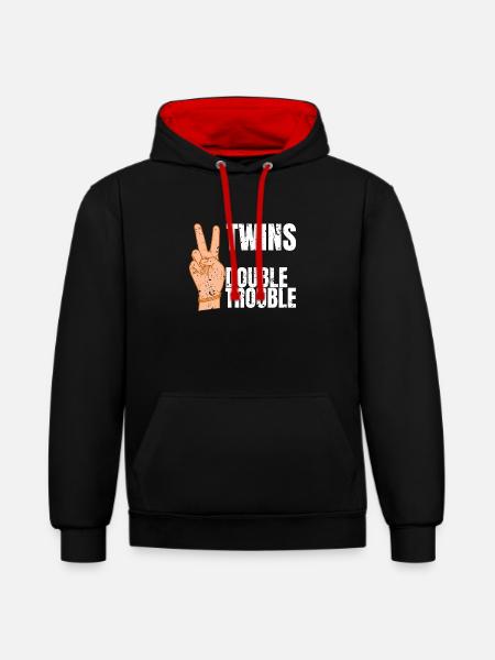 Gémeaux - Sweat à capuche contrasté - noir/rouge
