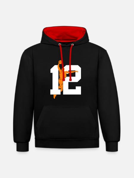 NUMMER 12 BASKETBAL 12E VERJAARDAG - Contrast hoodie - zwart/rood