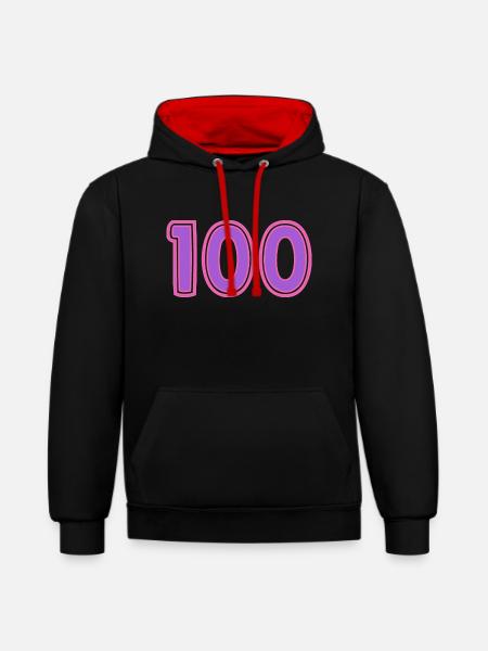 100. 100 YEARS. 100th ANNIVERSARY - Contrast hoodie - black/red