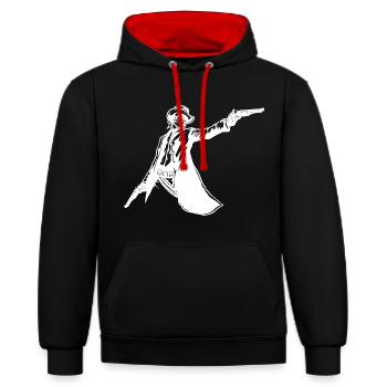 Bandit - Kontrast-Hoodie - Schwarz/Rot - Vorne - Anna (173cm) & Nico (186cm)