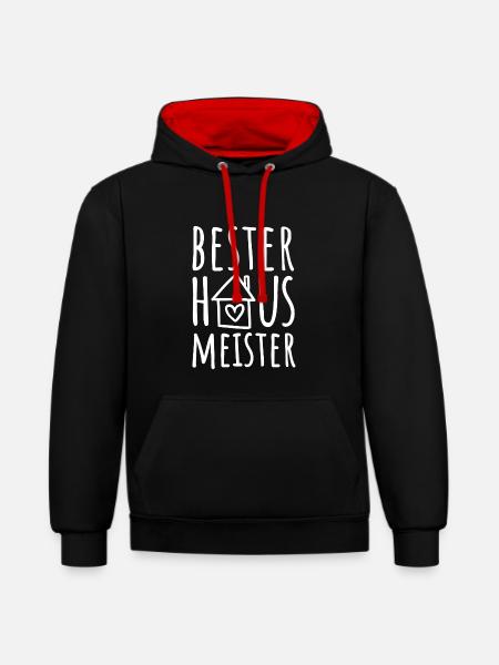 Bester Hausmeister - Kontrast-Hoodie - Schwarz/Rot